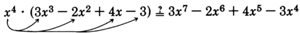 An equation showing the product of a and the sum of b and c equal to ab plus ac. The product on the left are identified as factors and the expression on the right of the equal sign is identified as the product.