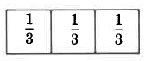 A rectangle divided into three equal parts with vertical bars. Each part contains the fraction, one-third. 