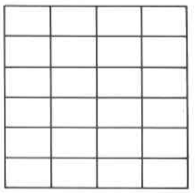 A rectangle divided into twenty-four parts in a pattern of six rows and four columns. 