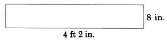 A rectangle with width 4 feet 2 inches and height 8 inches.