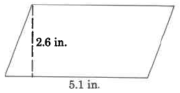 A parallelogram with base 5.1in and height 2.6in.