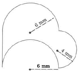 A complex shape involving two circles and a circular cutout.