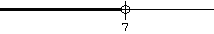 A number line w/ the shaded interval (-∞, 7) 