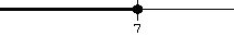 A number line w/ the shaded interval (-∞, 7] 