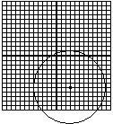 A circle centered at (3,-7) with a radius of 8