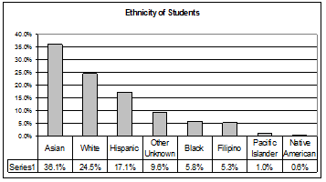 Pareto chart showing ethnicity data.