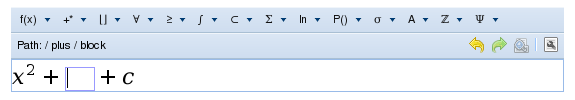 The times operation is gone. The ci block containing c is highlighted, and the Path bar contains 'Path: / plus / times / ci'.