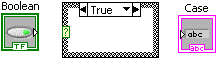 A row of three icons. From left to right the icons are a boolean icon, a box icon with the word 'true' at the top, and the third icon is a case icon.