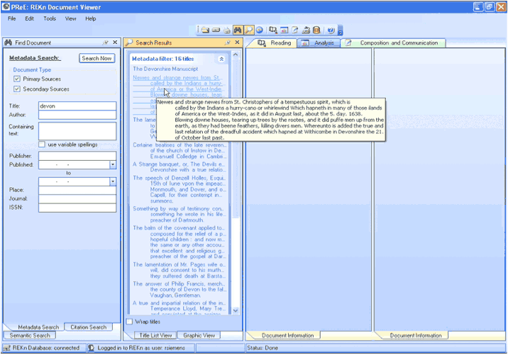 Searching on document metadata