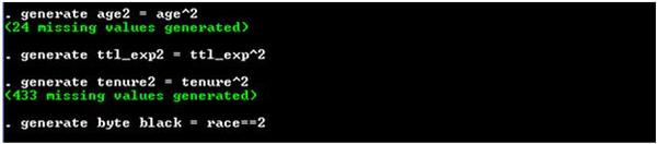 Stata commands to transform the data.