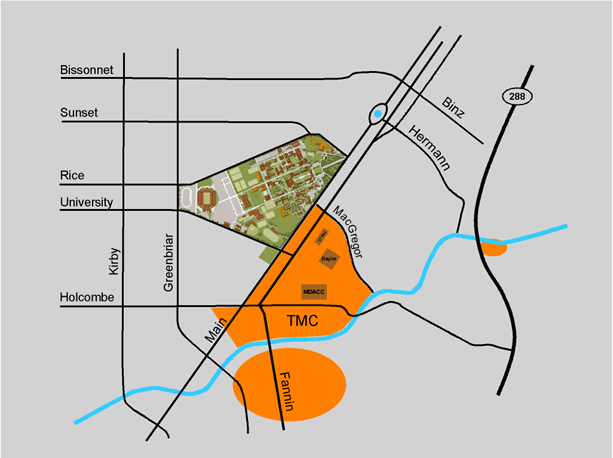 a map of the Texas Medical Center