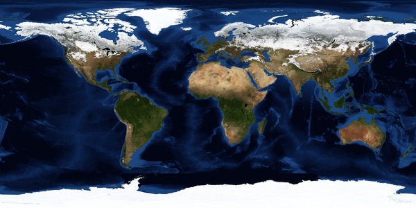 Surface of the Earth in February with Cloud Cover Removed