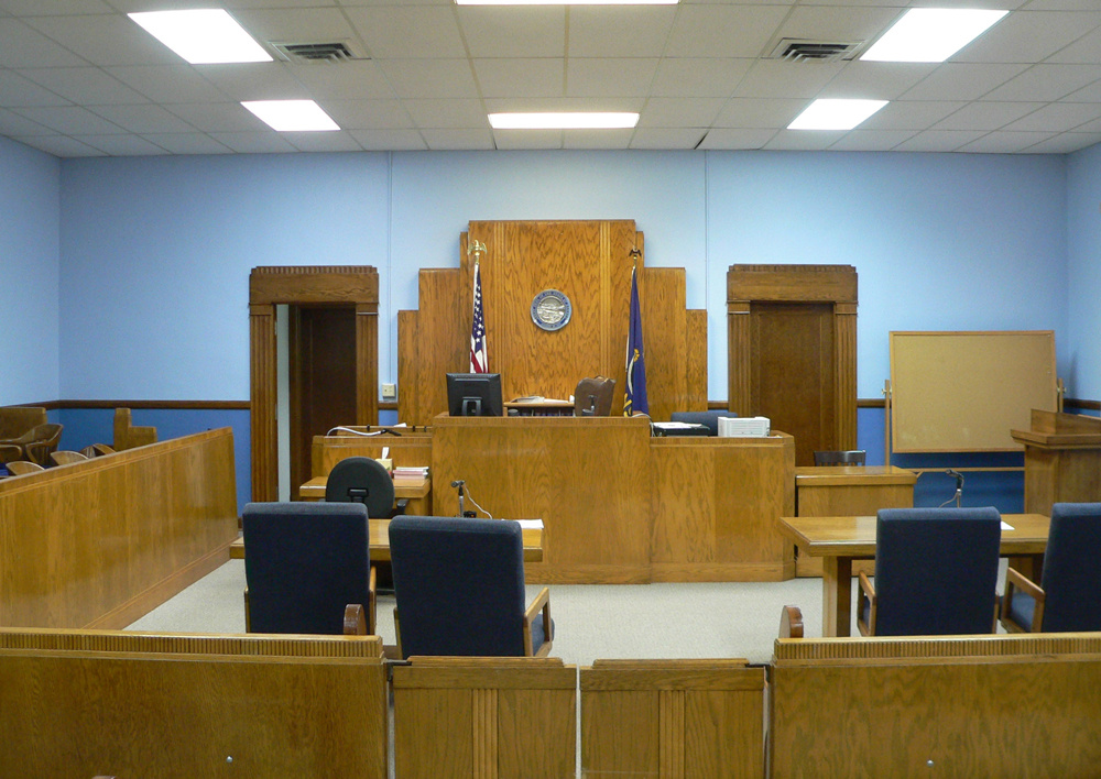 Two different courthouse setups are shown here.