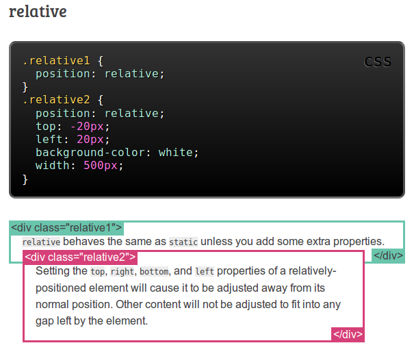 Use of relative position.