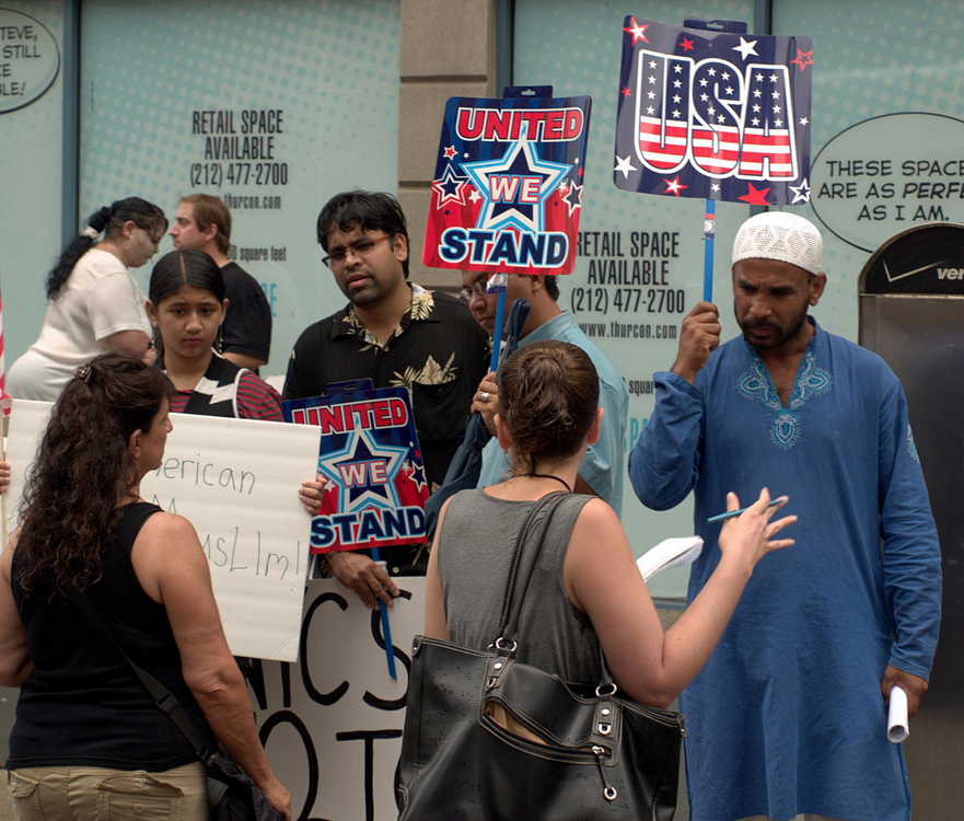 Two photos of protesters.