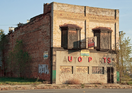 A run-down auto parts building is shown here.