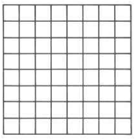 A rectangle divided into sixty-four parts in a pattern of eight rows and eight columns. 