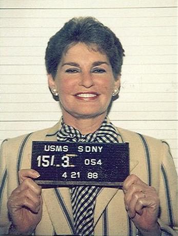 In figure (c), the mug shot of Leona Helmsley is shown.