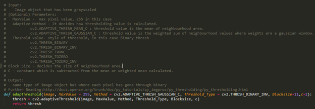 Adaptive Threshold code