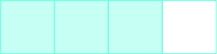 A rectangle is shown, divided vertically into four equal pieces. Three of the pieces are shaded.