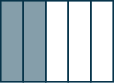 A rectangle is divided into 5 sections, of which 2 are shaded.