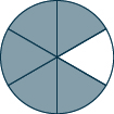 A circle is shown. It is divided into 6 equal pieces. 5 pieces are shaded.