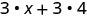 The image shows and equation. On the left side of the equation is the expression x plus 4 in parentheses with the number 3 outside the parentheses on the left. There are two arrows pointing from the top of the three. One arrow points to the top of the x. The other arrow points to the top of the 4. This is set equal to 3 times x plus 3 times 4.