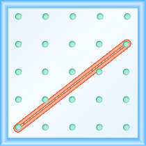 The figure shows a grid of evenly spaced dots. There are 5 rows and 5 columns. There is a rubber band style loop connecting the point in column 1 row 5 and the point in column 5 row 2.