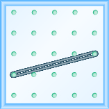 The figure shows a grid of evenly spaced dots. There are 5 rows and 5 columns. There is a rubber band style loop connecting the point in column 1 row 4 and the point in column 5 row 3.