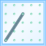 The figure shows a grid of evenly spaced dots. There are 5 rows and 5 columns. There is a rubber band style loop connecting the point in column 1 row 5 and the point in column 3 row 2.