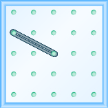 The figure shows a grid of evenly spaced dots. There are 5 rows and 5 columns. There is a rubber band style loop connecting the point in column 1 row 2 and the point in column 3 row 3.