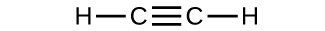 A structure is shown. Two C atoms form a triple bond with each other. Each C atom also forms a single bond with on H atom.