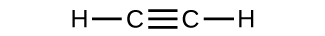 A structure is shown. A C atom forms a triple bond with another C atom. Each C atom also forms a single bond with an H atom.