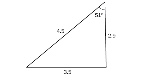 A triangle. One angle is 51 degrees with opposite side = 3.5. The other two sides are 4.5 and 2.9.