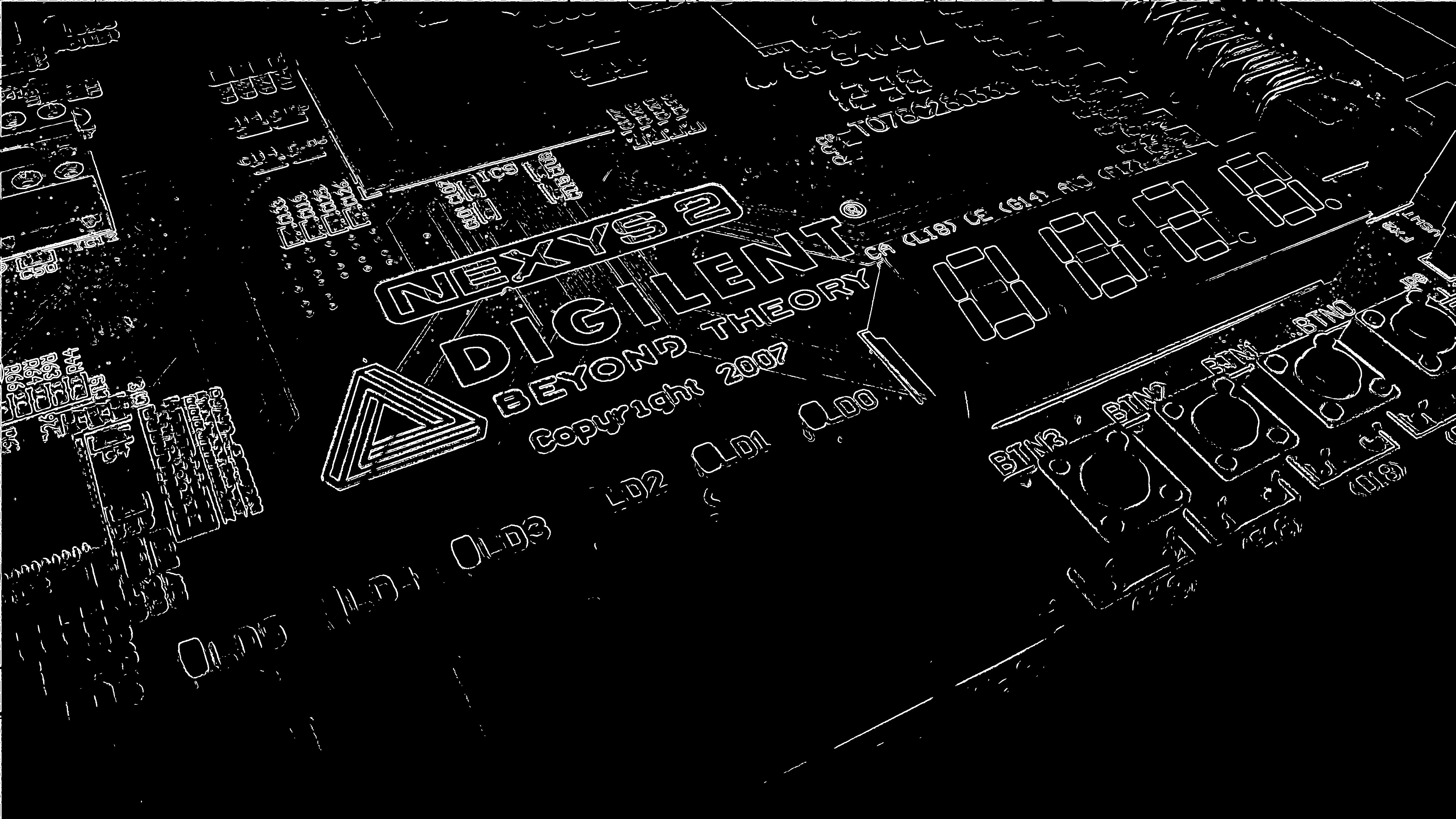 Output of edge detection algorithm after non-maximum suppression and selective thresholding on the image of Figure 9, with parameters tl = 70 and th = 80