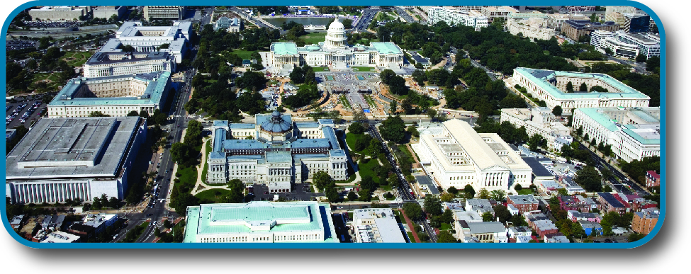 An aerial image of the U. S. Capitol Complex.