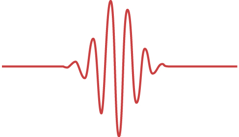 Graphic shows a wave-packet that consist of sinusoidal oscillations with the different altitude.