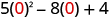 5 times 0 squared minus 8 times 0 plus 4.