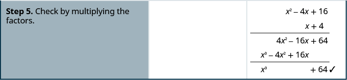 The last step is to check the answer with multiplication.