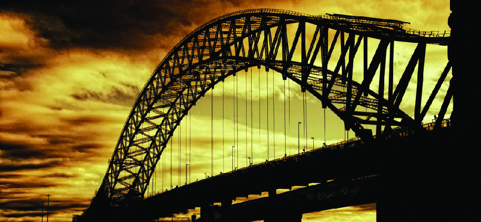 This is a photo of a bridge at sunset.