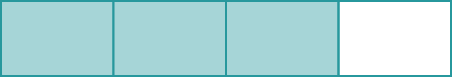 A rectangle made up of four squares in a row. The first three squares are shaded.